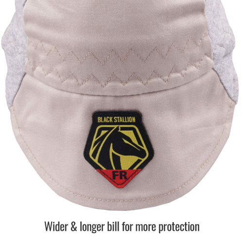 FR Cotton Welding Cap with Hidden Bill Extension, Gray/Stone Khaki